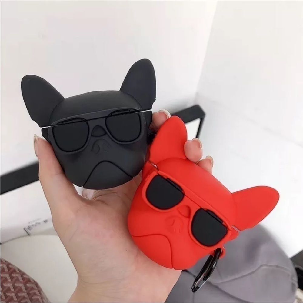 RED AirPods Pro Adorable Frenchie Bulldog Case​​ - Picture 2 of 7